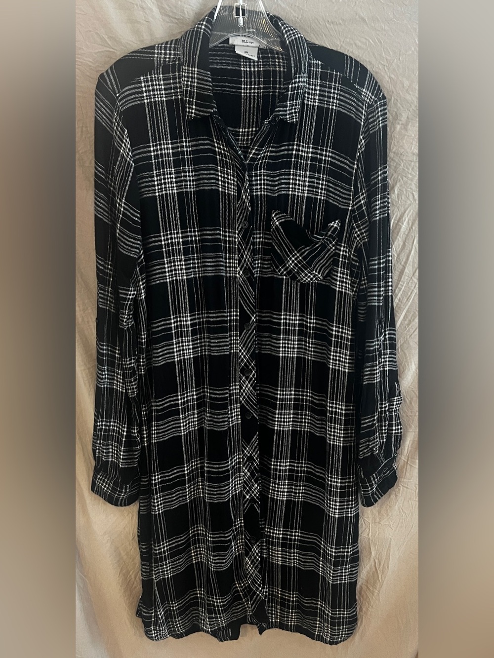 BLL nyc Black & White Plaid Shirt Dress